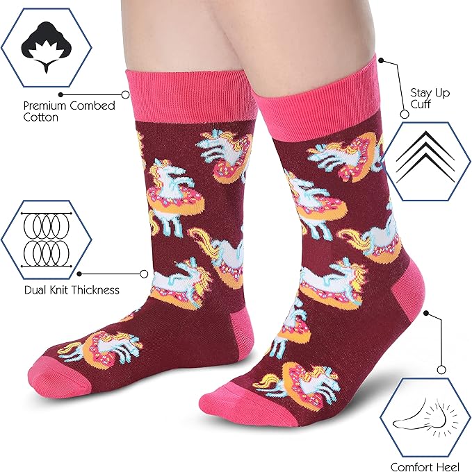 Cavertin Women's Novelty Socks with Gift Box Cat Lover Dog Mom Book Lover Cat Mom Llama Unicorn Sloth Corgi
