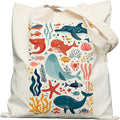 DYALE Canvas Tote Bag Double-Sided Prints with Snap Closure, Cute Tote Bag with Pocket for Shopping, Library, Work, Travel