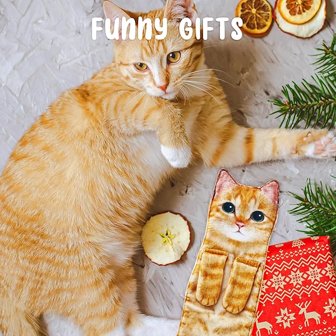 Funny Hand Towels for Bathroom Kitchen Decor - Cute Cat Hanging Hand Towel Kitchen Gadgets - Unique Housewarming Birthday Christmas Cat Lover Gift Ideas for Women Mom Lady Adults