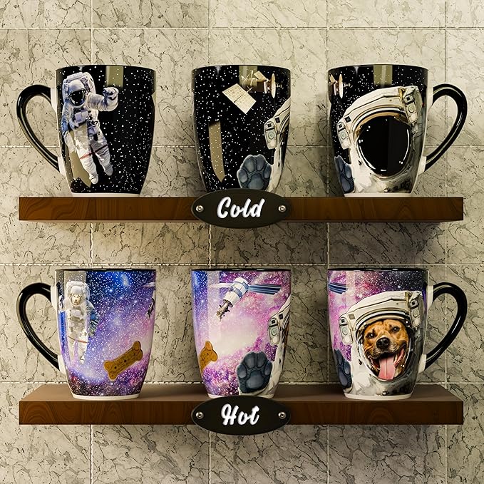 Color Changing Space Dog Coffee Mug 15oz – Astronaut Pitbull & Husky Galaxy Reveal – Funny Heat Sensitive Novelty Dog Mug, Unique Gift for Men, Women, Dog Lovers, Christmas, Birthday, Stocking Stuffer