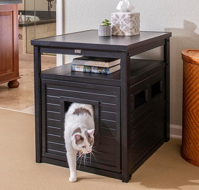 New Age Pet ECOFLEX Litter Loo Standard & Jumbo Sizes, 4 Colors, Moisture and Odor Resistant Enclosure & End Table, No‑Tools Assembly, 10 Year Warranty, Espresso Black, Jumbo