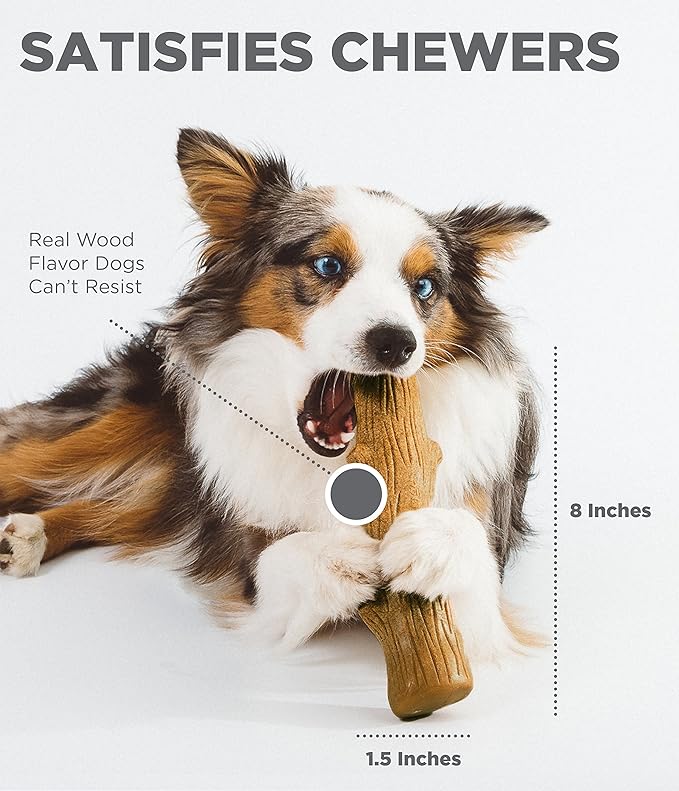 Pupstages Dogwood Dog Chew Toy – Real-Wood Blend, Natural Flavor & Texture, Moderate Chewers, Medium, 7.4"
