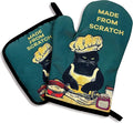 zcyhtqp, Made from Scratch, Funny Silicone Non-Slip Oven Mitts and Pot Holders Sets of 2, Cat Oven Mitts, Bake Lover Gift, Kitchen Gift for Cat Owner, Cat Mom