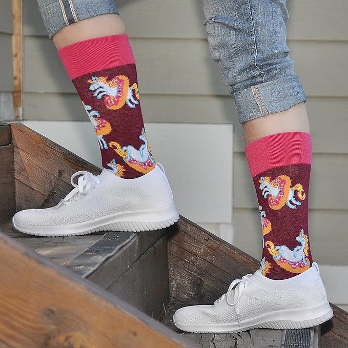 Cavertin Women's Novelty Socks with Gift Box Cat Lover Dog Mom Book Lover Cat Mom Llama Unicorn Sloth Corgi