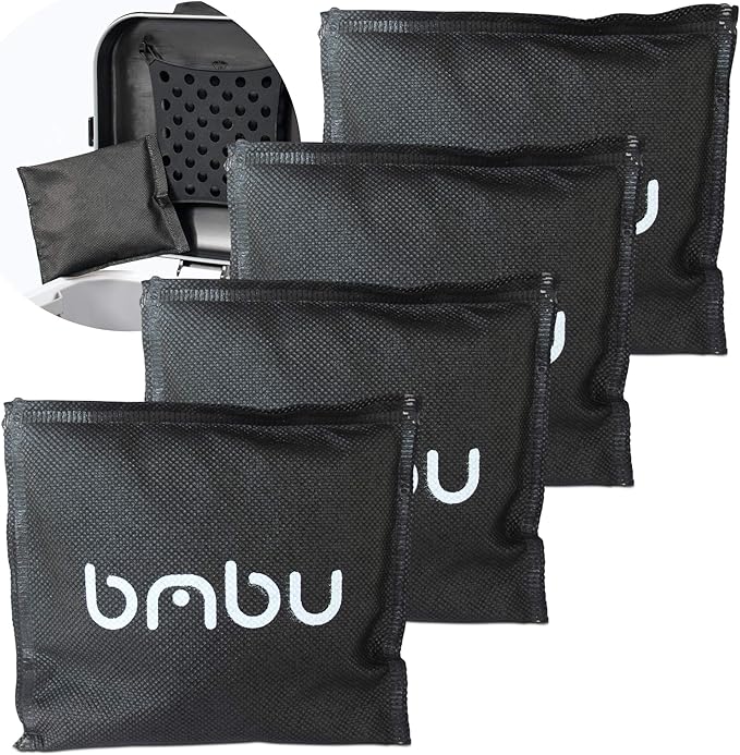 Bamboo Charcoal Deodorizer Bag for Litter Disposal Box/Diaper Pails (4 Pack) - Replacement Inserts for PetFushion Portable Cat Litter Disposal - Absorb and Eliminate Odors/Smells