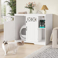 Cat Litter Enclosure, Hidden Self-Cleaning Litter Box Furniture with Charging Station, Pull-Out Base Plate, Adjustable Shelf, Large Indoor Cat House, 41.3 x 27.6 x 35.4 inches, White