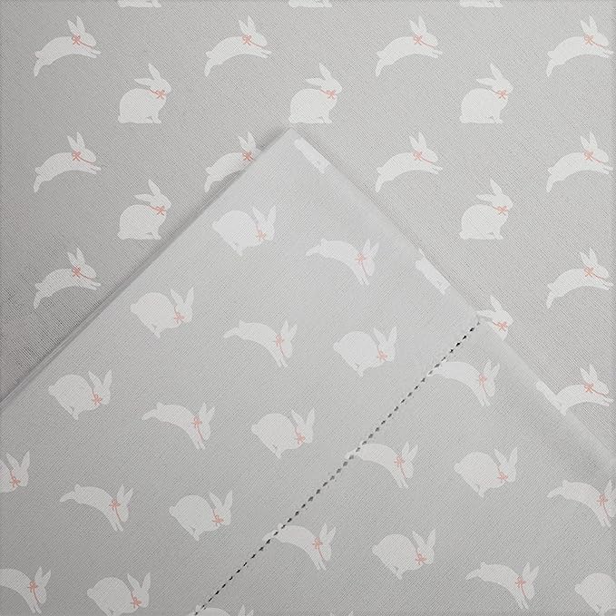 Pointehaven 180 GSM Velvet Feel Luxury 100% Cotton Printed Flannel Sheet Set, Full, Bunnies - Warm & Cozy - Pre-Shrunk -Deep Pockets - Elastic All Around-Comfy Double Brushed -