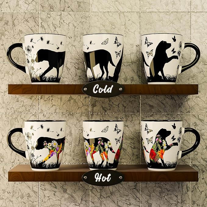 Color Changing Dog Coffee Mug 12OZ - Ceramic Heat Sensitive Cup Hot Cocoa Tea Milk Mugs Hot Drinks and beverages Unique Beautiful Holiday Christmas gift Idea for Dog lovers Furparent women mom grandma