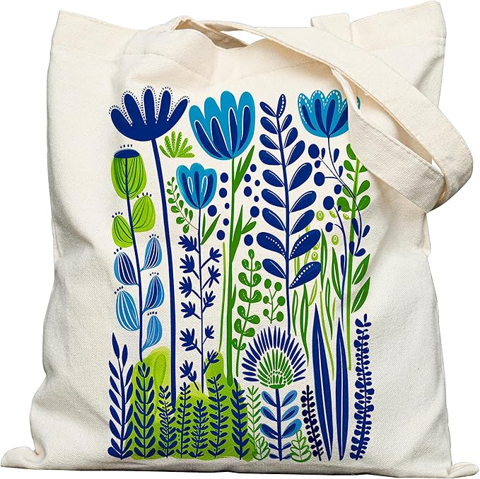 DYALE Canvas Tote Bag Double-Sided Prints with Snap Closure, Cute Tote Bag with Pocket for Shopping, Library, Work, Travel