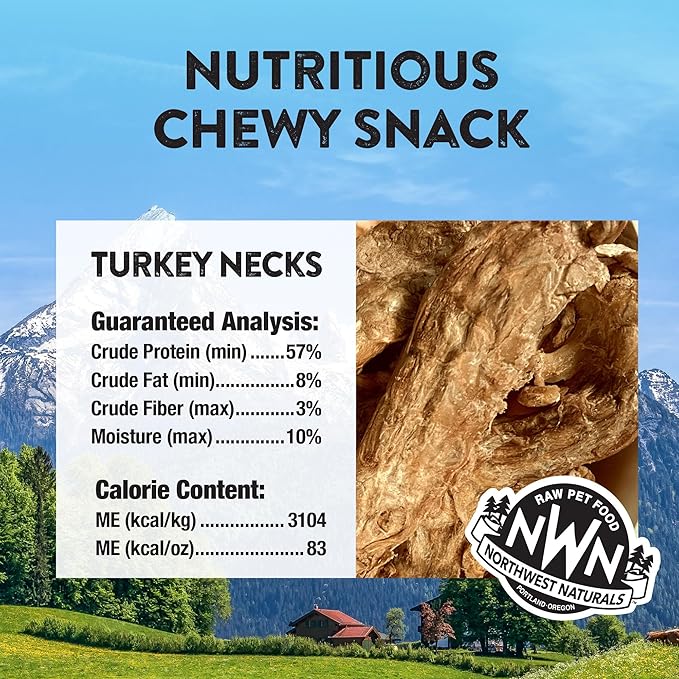 Northwest Naturals Raw Rewards Freeze-Dried Turkey Neck Treats for Dogs and Cats - Bite-Sized Pieces - Healthy, 1 Ingredient, Human Grade Ingredients, All Natural, Made in USA, 6 Oz (Pack of 3)