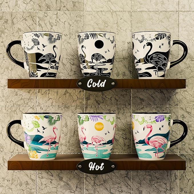 Color Changing Flamingo Coffee Mug 12oz – Ceramic Heat Sensitive Cup for Coffee, Tea, Hot Cocoa & Milk – Magical Flamingo Mug with Tropical Floral Reveal – Unique Gift for Flamingo Lovers, Women, Mom
