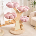 HITTITE Flower Cat Tree with Scratching Post, 48 Inches Cute Cat Tower with Wooden Branch Design, Aesthetic Modern Cat Climbing Tower with Flower Perches and Hanging Toy for Indoor Cats Large Adult.
