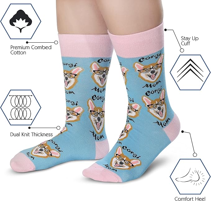 Cavertin Women's Novelty Socks with Gift Box Cat Lover Dog Mom Book Lover Cat Mom Llama Unicorn Sloth Corgi