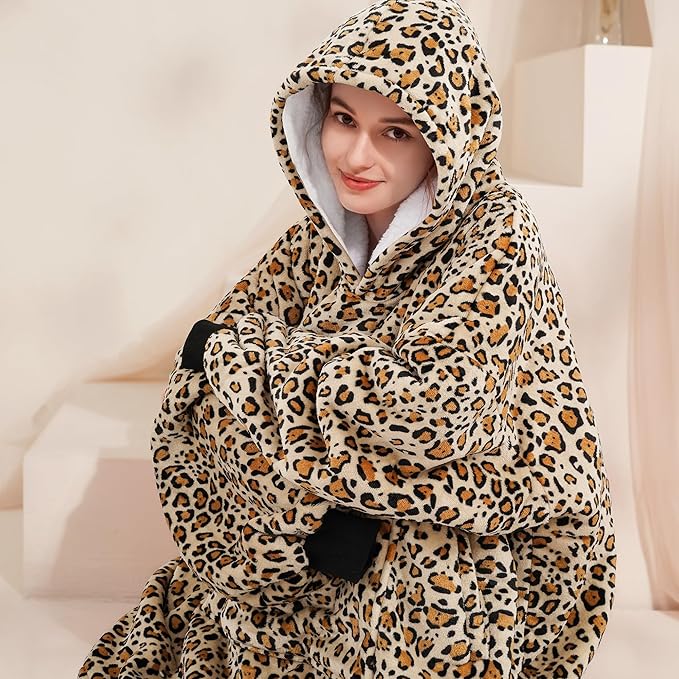 Narecte Cozy Oversized Blanket Hoodie Wearable Blanket Adults Soft Hooded Blanket Hoodie Birthday Gifts for Women Christmas