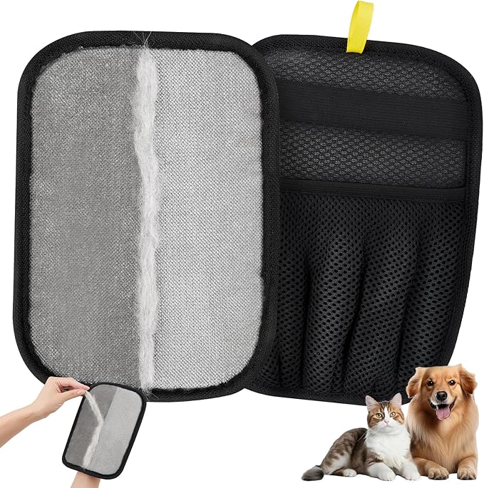 Pet Hair Removal Glove for Cats & Dogs 【2Pcs】, Upgraded Five-Finger Electrostatic Pet Hair Gloves, Reusable Magic Brush Pet Hair Remover Tool for Laundry, Couch, Carpet, Car Seat, Clothing