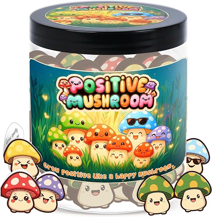Positive Mushroom Jar with 60 Affirmation Cards, Emotional Support Mushroom, Christmas Mushroom Decoration, Mushroom Gifts For Women, Feel Better Cute Friend Gifts