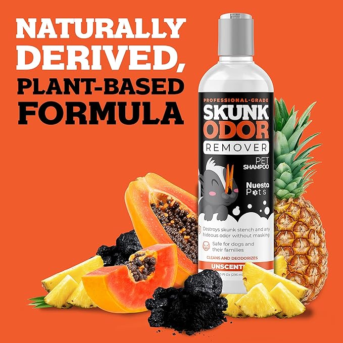 Pets Skunk Odor Remover Pet Shampoo (1 10 oz Bottle of Shampoo) | Stench Eliminator - Clean & Deodorize Dogs - Naturally Derived, pH Balanced - Safe and Gentle on Pets - Unscented