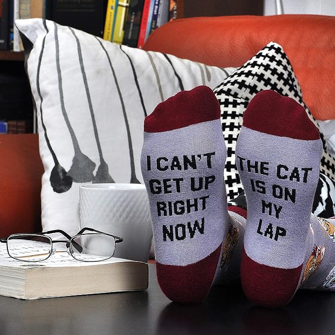 Cavertin Women's Novelty Socks with Gift Box Cat Lover Dog Mom Book Lover Cat Mom Llama Unicorn Sloth Corgi