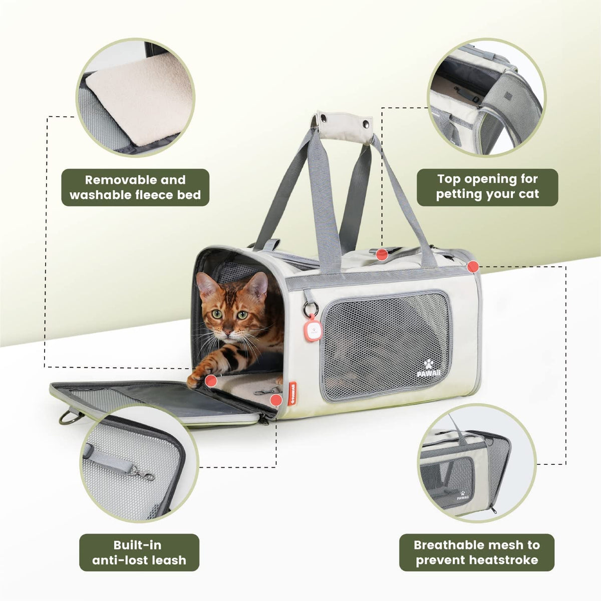 Pawaii expandable cat carrier features